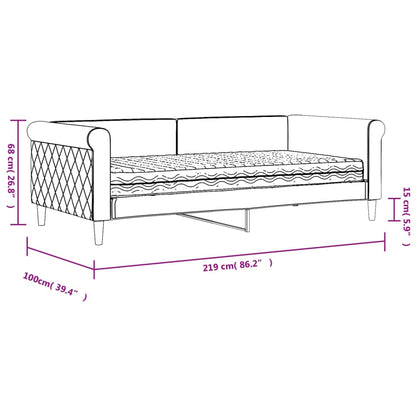 Daybed with Mattress Blue Dark Grey 90x190 cm Velvet