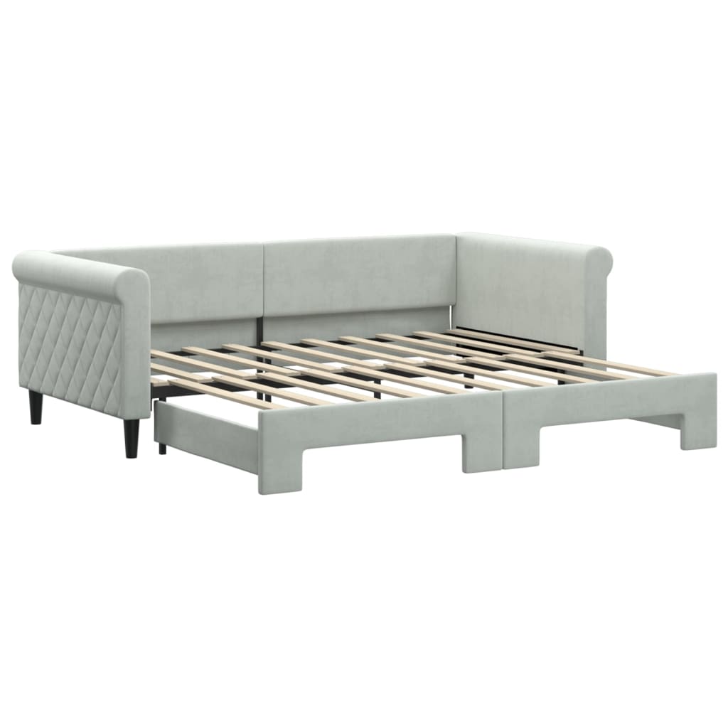 Daybed with Trundle without Mattress Light Grey 90x190 cm Single