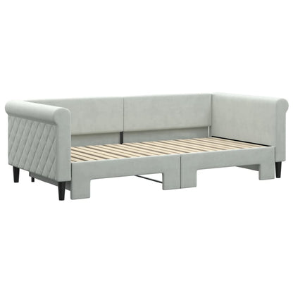 Daybed with Trundle without Mattress Light Grey 90x190 cm Single