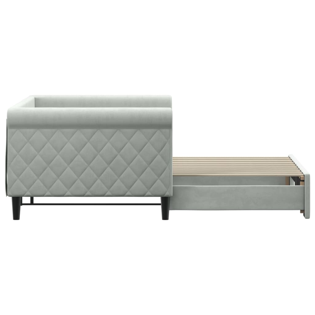 Daybed with Trundle without Mattress Light Grey 90x190 cm Single