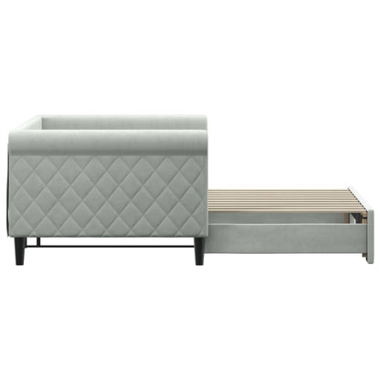 Daybed with Trundle without Mattress Light Grey 90x190 cm Single