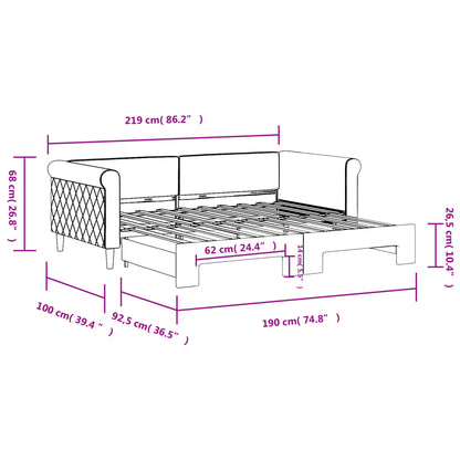 Daybed with Trundle without Mattress Light Grey 90x190 cm Single