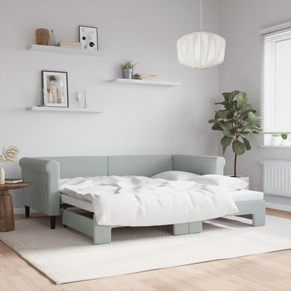 Daybed with Trundle without Mattress Light Grey 90x190 cm Single