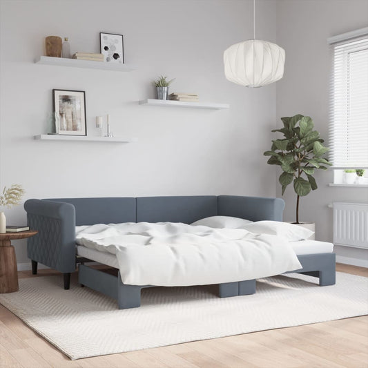 Daybed with Trundle without Mattress Dark Grey 90x190 cm Single