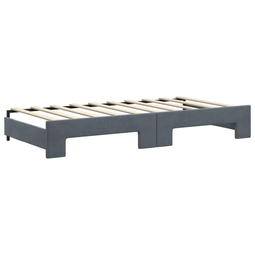 Daybed with Trundle and Mattresses Dark Grey 90x190 cm Velvet