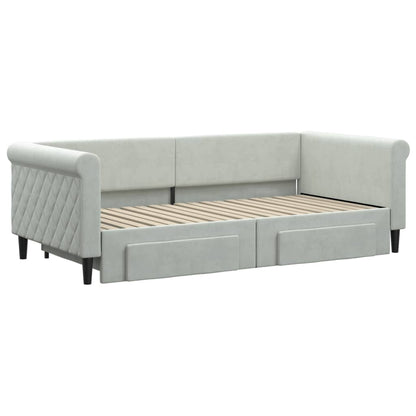 Daybed with Trundle&Drawers without Mattress Light Grey 90x190 cm Single