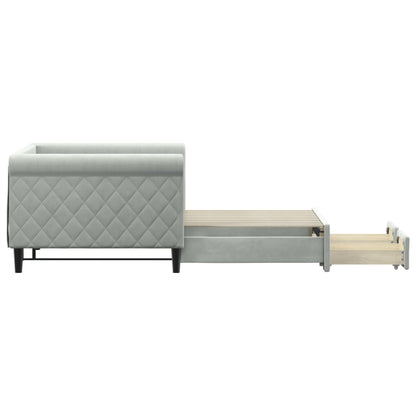 Daybed with Trundle&Drawers without Mattress Light Grey 90x190 cm Single