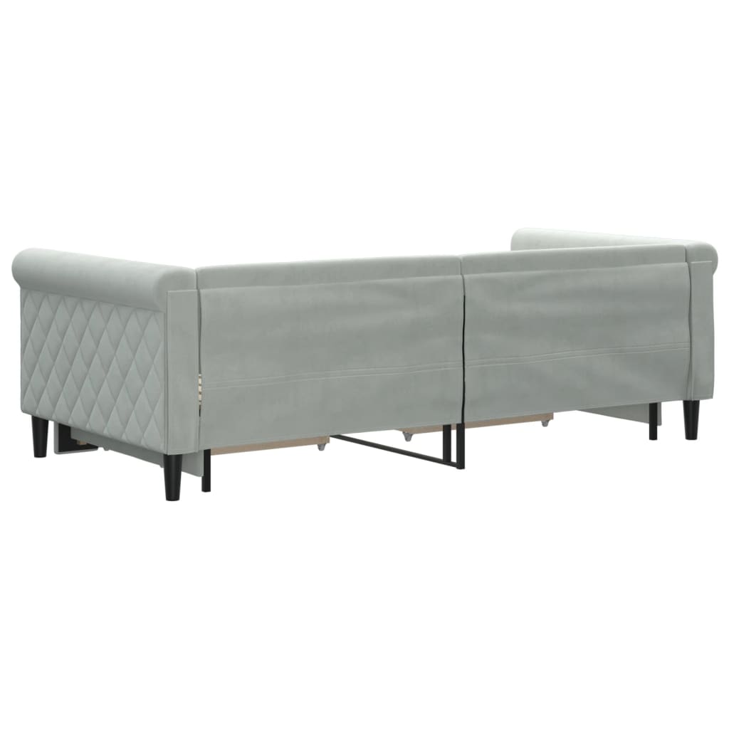 Daybed with Trundle&Drawers without Mattress Light Grey 90x190 cm Single