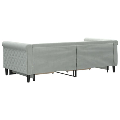 Daybed with Trundle&Drawers without Mattress Light Grey 90x190 cm Single