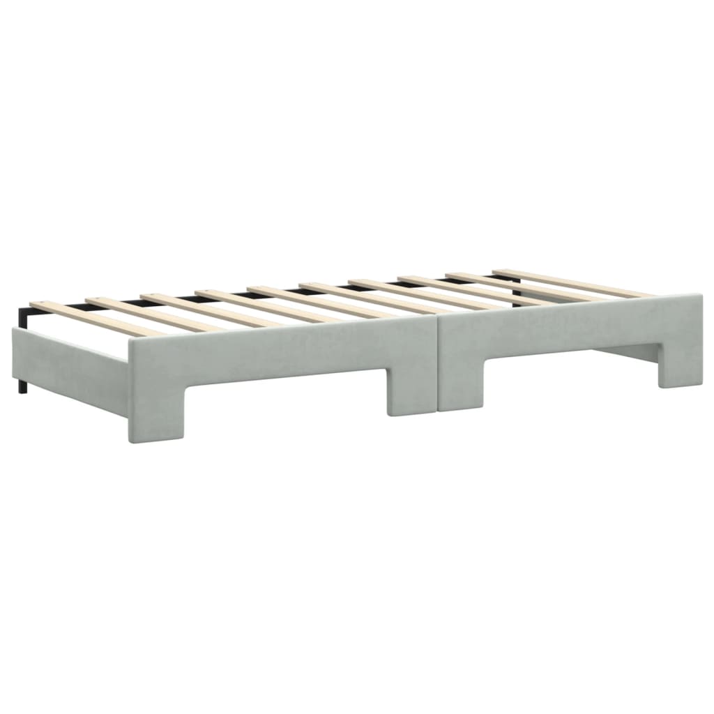 Daybed with Trundle&Drawers without Mattress Light Grey 90x190 cm Single