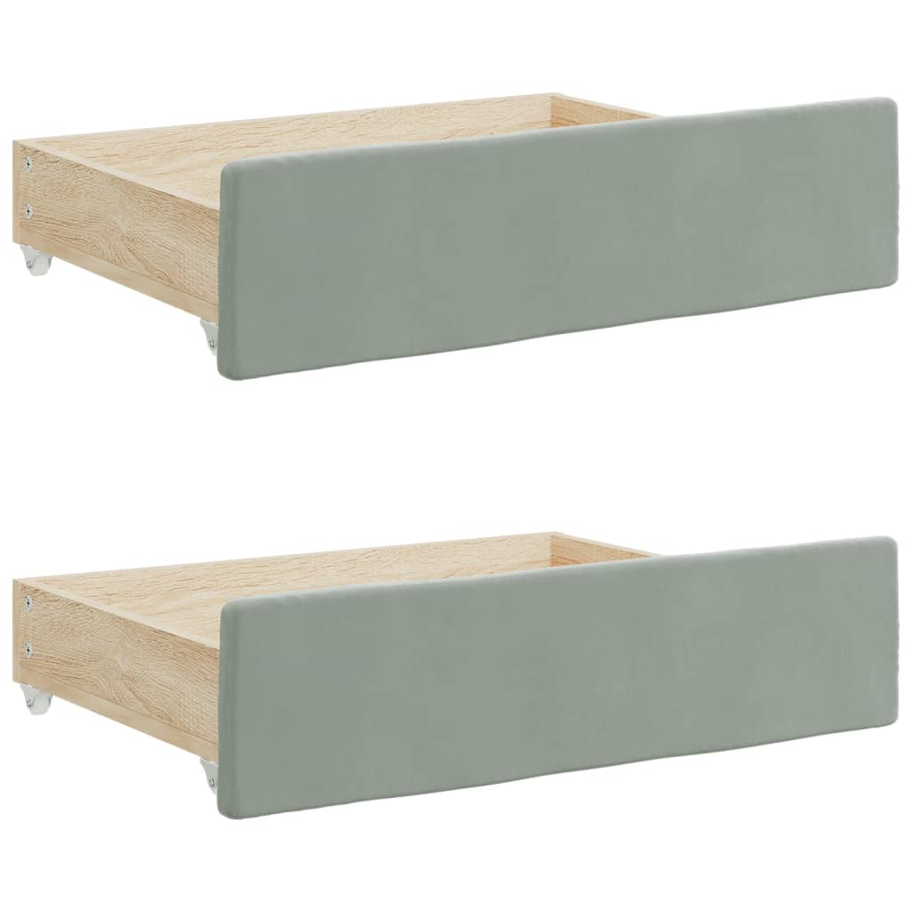 Daybed with Trundle&Drawers without Mattress Light Grey 90x190 cm Single
