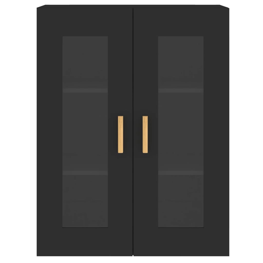 Wall Mounted Cabinet | Set of 2 | Black | Engineered wood, glass