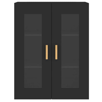 Wall Mounted Cabinet | Set of 2 | Black | Engineered wood, glass