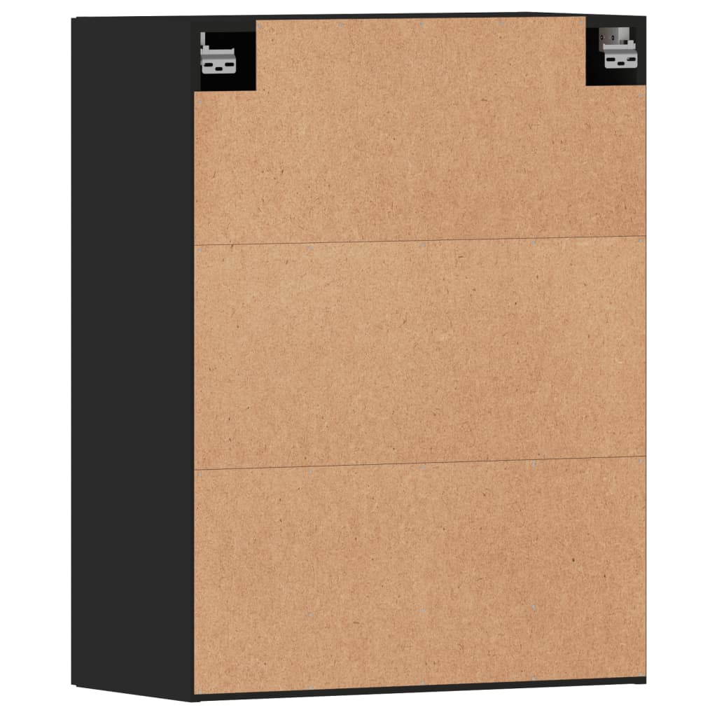 Wall Mounted Cabinet | Set of 2 | Black | Engineered wood, glass