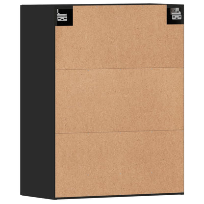 Wall Mounted Cabinet | Set of 2 | Black | Engineered wood, glass