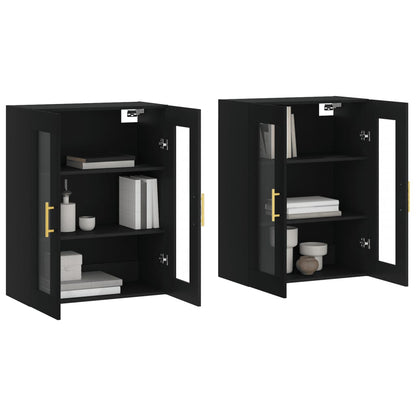 Wall Mounted Cabinets 2 pcs Black Engineered Wood