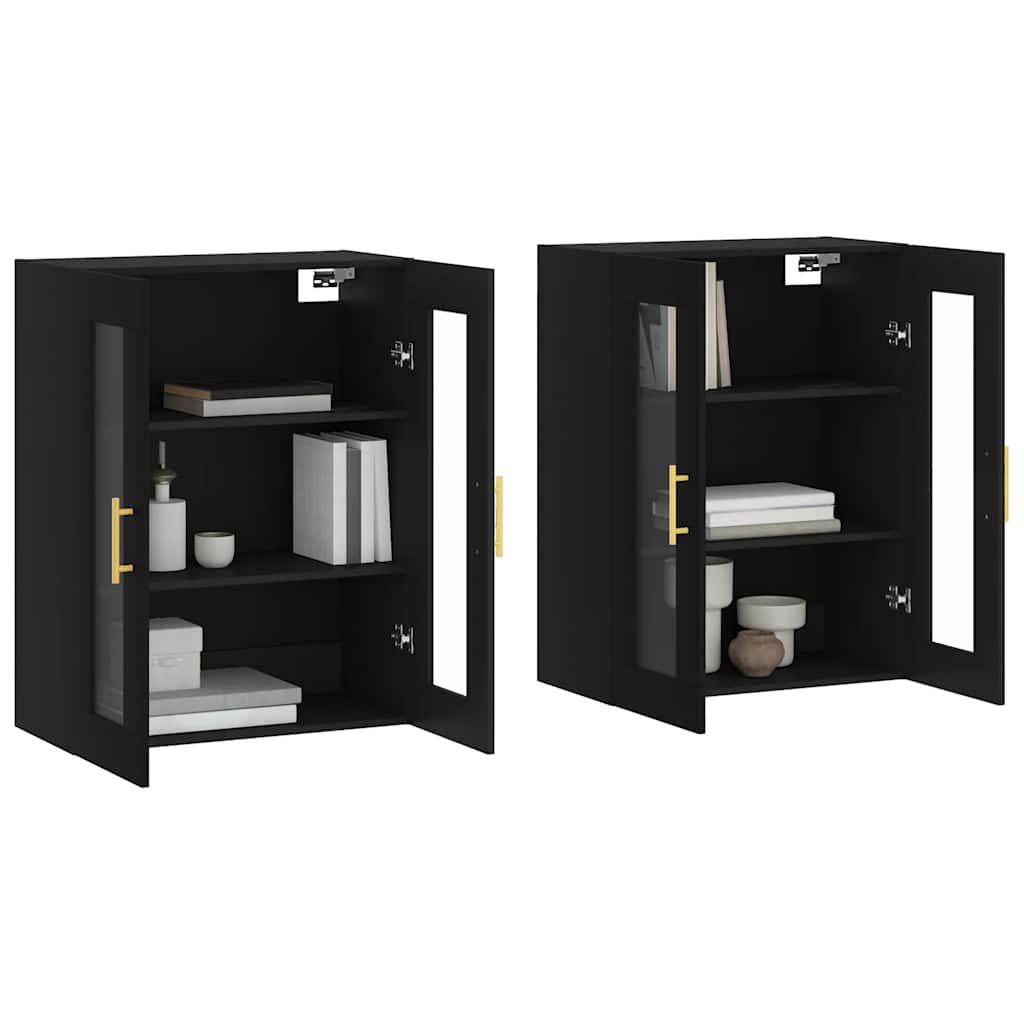 Wall Mounted Cabinets 2 pcs Black Engineered Wood