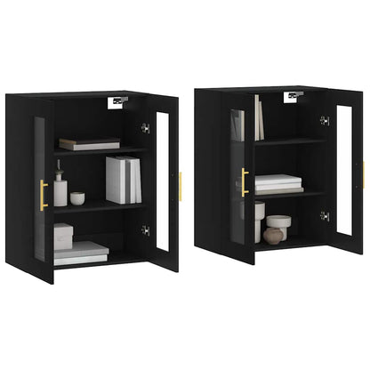 Wall Mounted Cabinets 2 pcs Black Engineered Wood