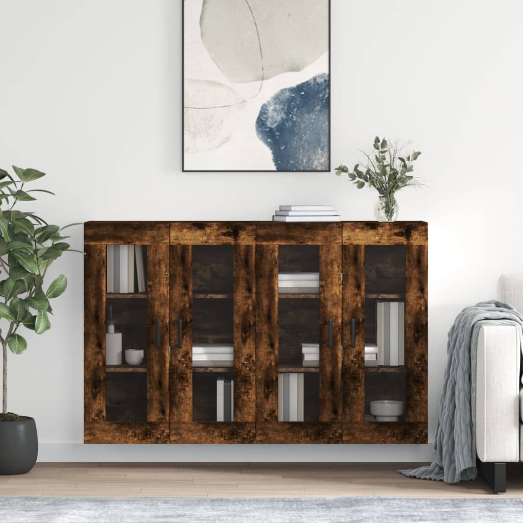 Wall Mounted Cabinets 2 pcs Smoked Oak Engineered Wood