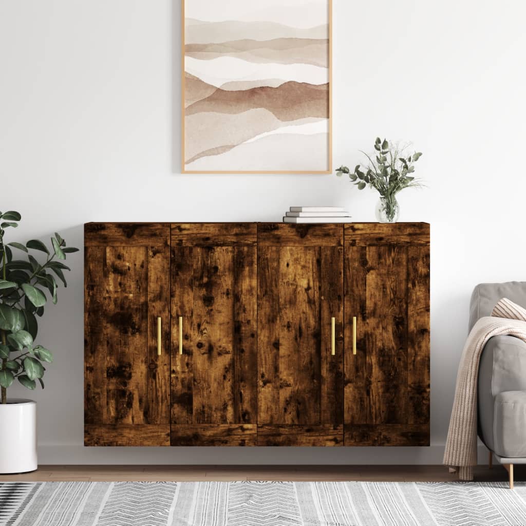 Wall Mounted Cabinets 2 pcs Smoked Oak Engineered Wood