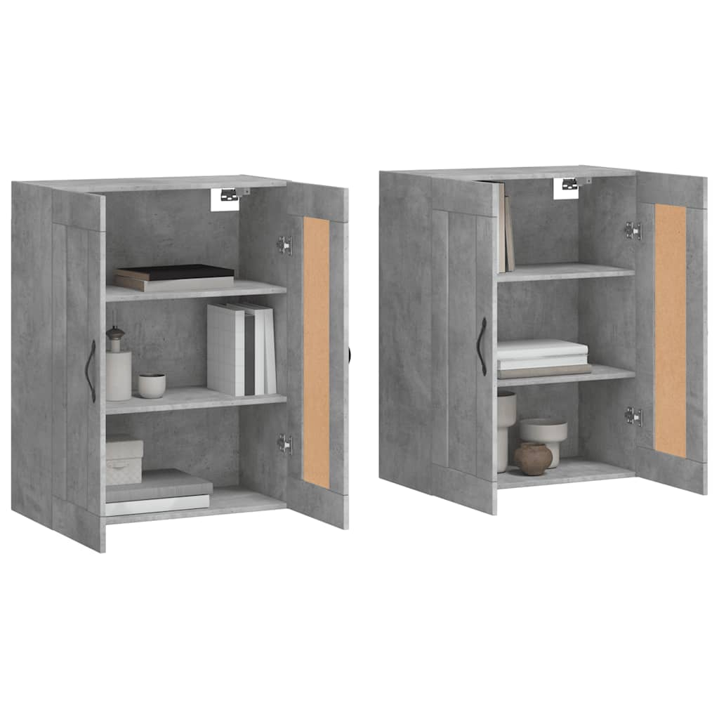 Wall Mounted Cabinets 2 pcs Concrete Grey Engineered Wood