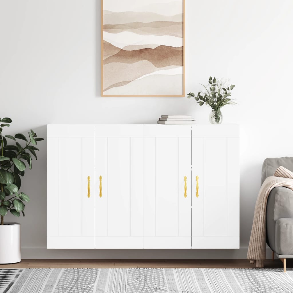 Wall Mounted Cabinets 2 pcs White Engineered Wood