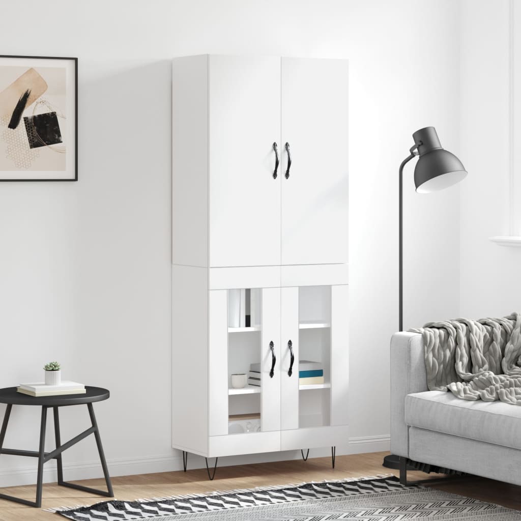 Highboard White 69,5x34x180 cm Engineered Wood