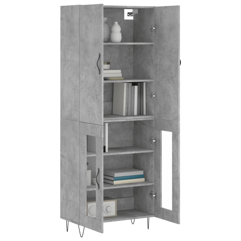 Highboard Concrete Grey 69.5x34x180 cm Engineered Wood
