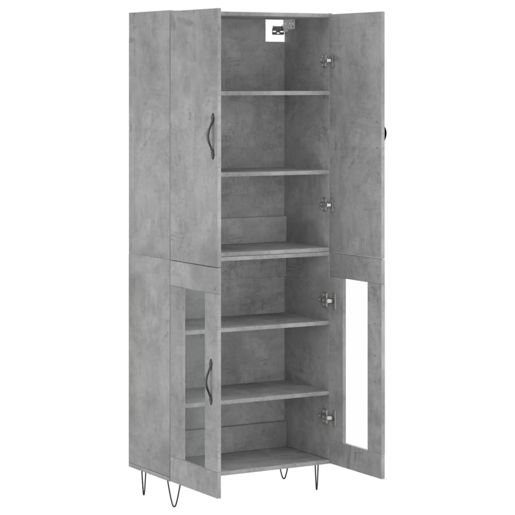 Highboard Concrete Grey 69.5x34x180 cm Engineered Wood
