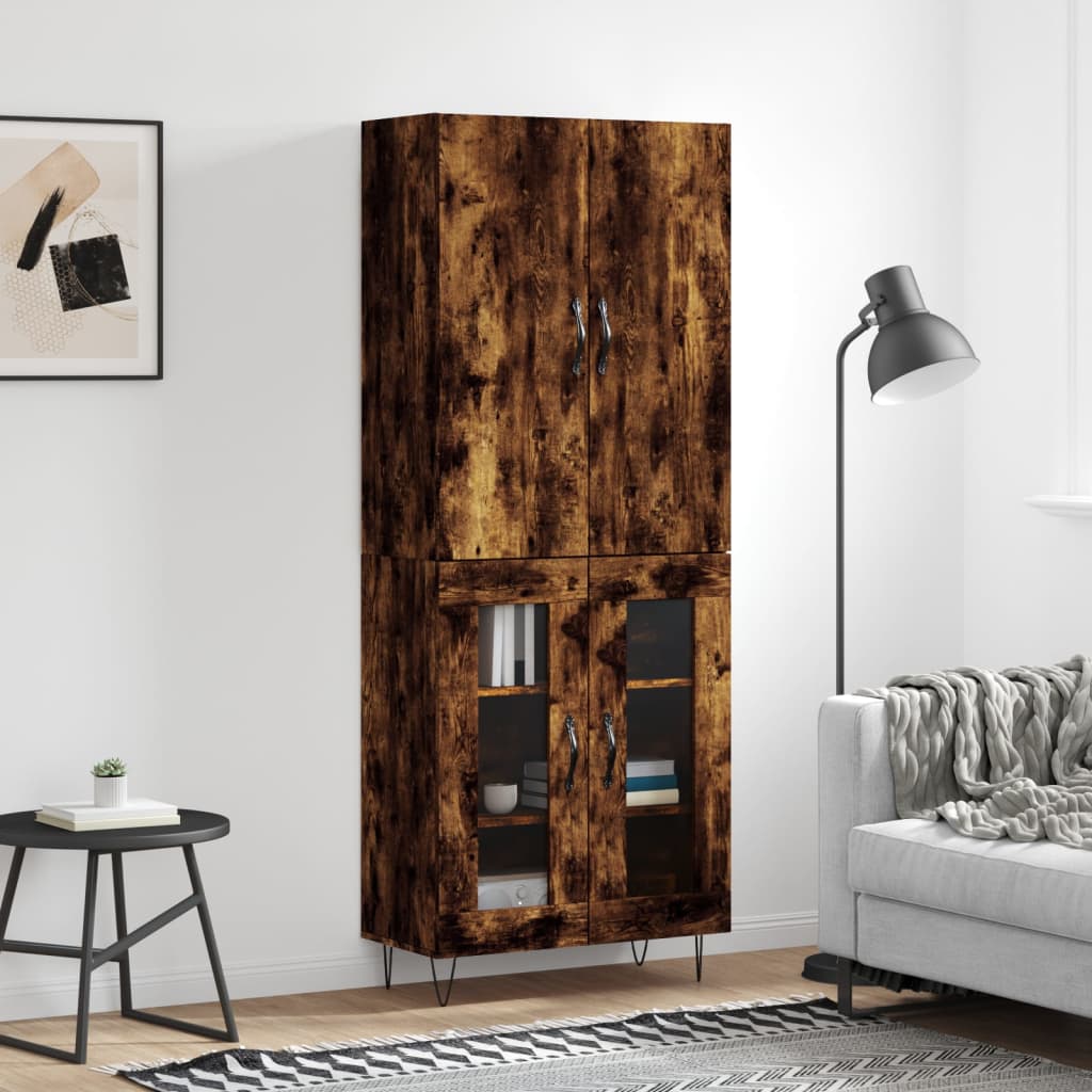 Highboard Smoked Oak 69.5x34x180 cm Engineered Wood