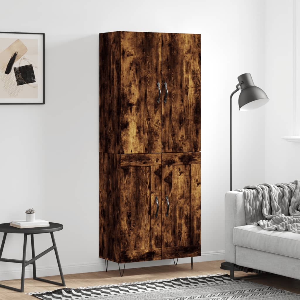 Highboard Smoked Oak 69.5x34x180 cm Engineered Wood