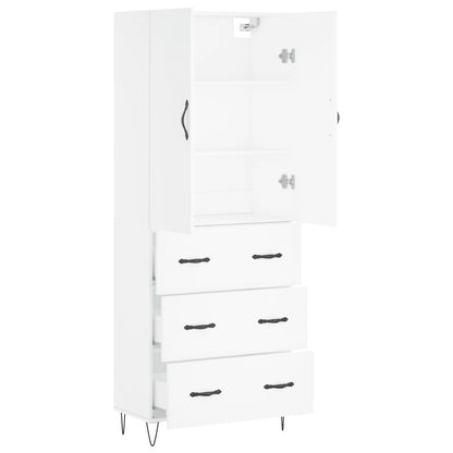 Highboard White 69,5x34x180 cm Engineered Wood
