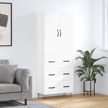 Highboard White 69,5x34x180 cm Engineered Wood