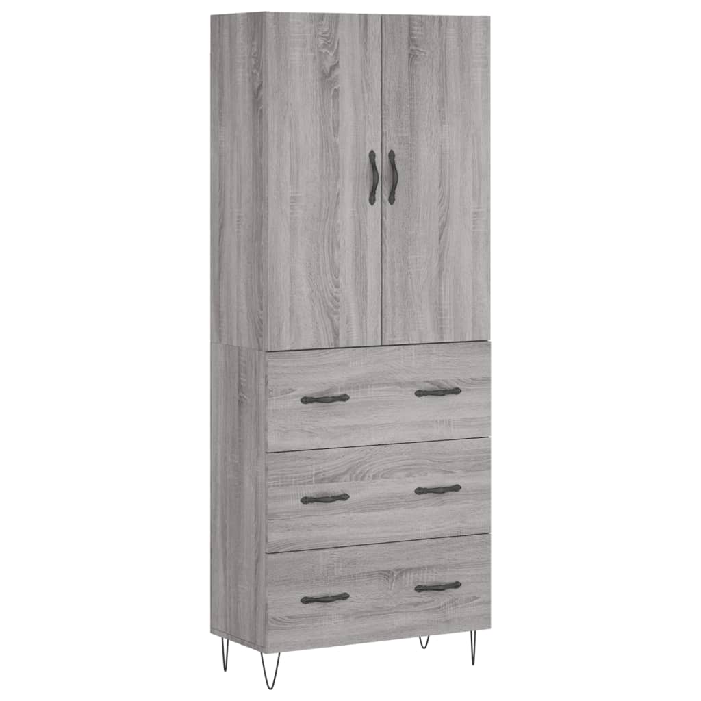Highboard Grey Sonoma 69,5x34x180 cm Engineered Wood