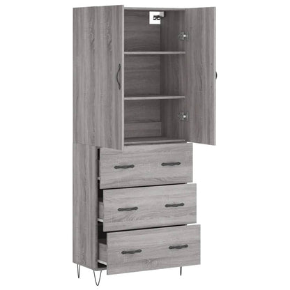 Highboard Grey Sonoma 69.5x34x180 cm Engineered Wood