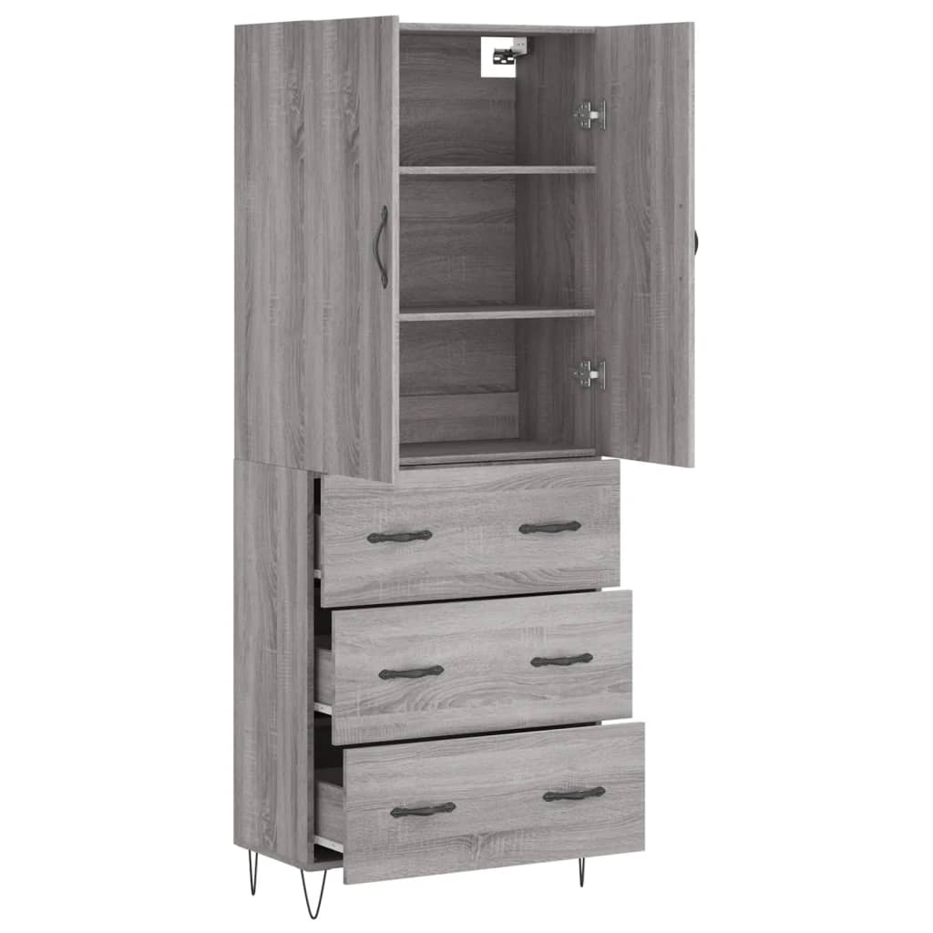 Highboard Grey Sonoma 69,5x34x180 cm Engineered Wood