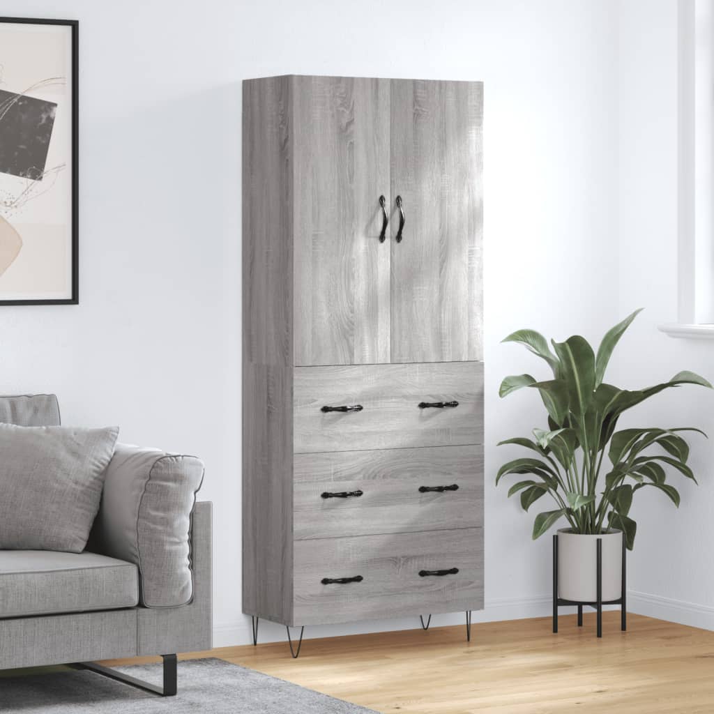 Highboard Grey Sonoma 69,5x34x180 cm Engineered Wood