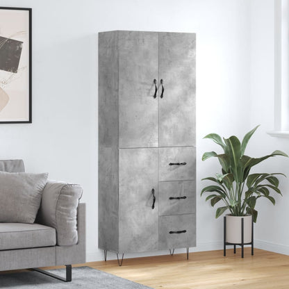 Highboard Concrete Grey 69.5x34x180 cm Engineered Wood