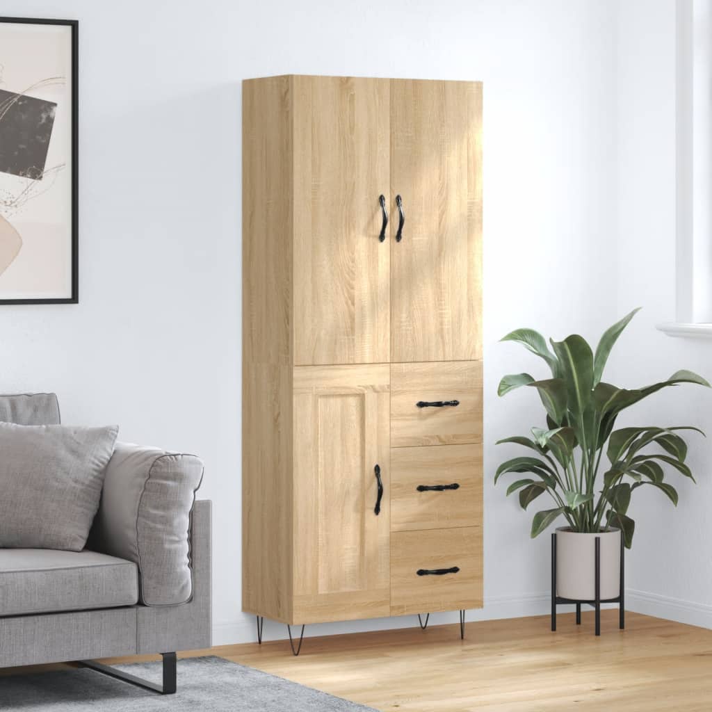 Highboard Sonoma Oak 69.5x34x180 cm Engineered Wood
