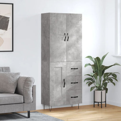 Highboard Concrete Grey 69,5x34x180 cm Engineered Wood
