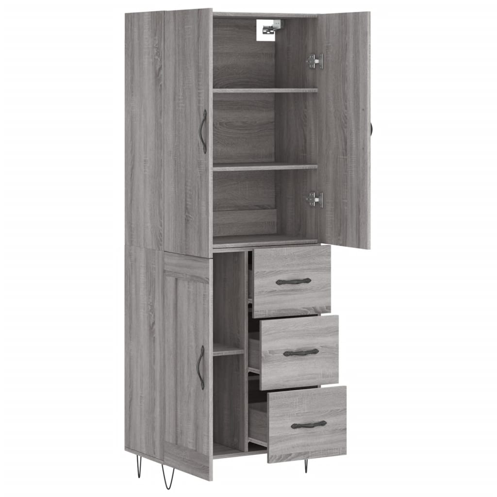 Highboard Grey Sonoma 69.5x34x180 cm Engineered Wood