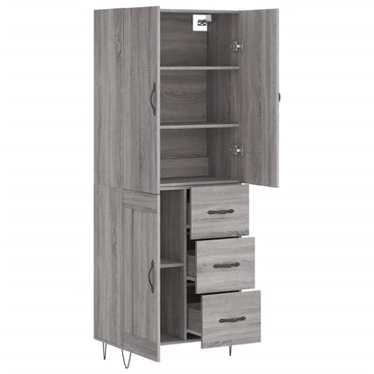 Highboard Grey Sonoma 69.5x34x180 cm Engineered Wood
