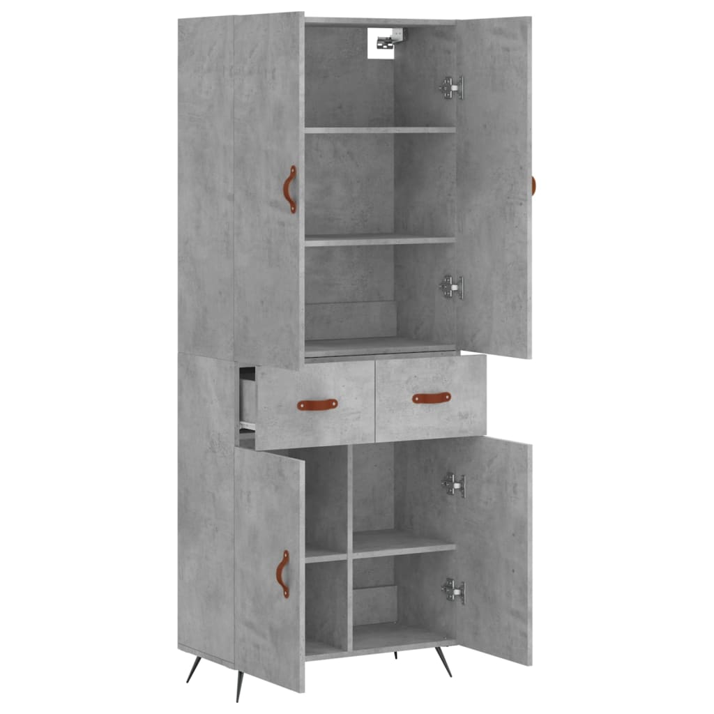 Highboard Concrete Grey 69.5x34x180 cm Engineered Wood