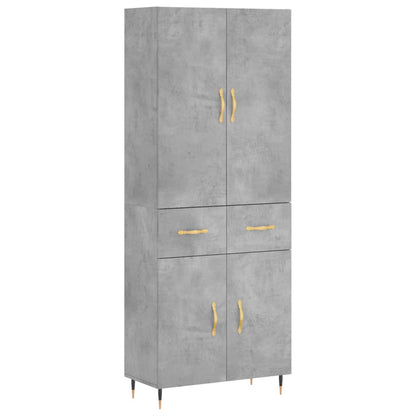 Highboard Concrete Grey 69.5x34x180 cm Engineered Wood
