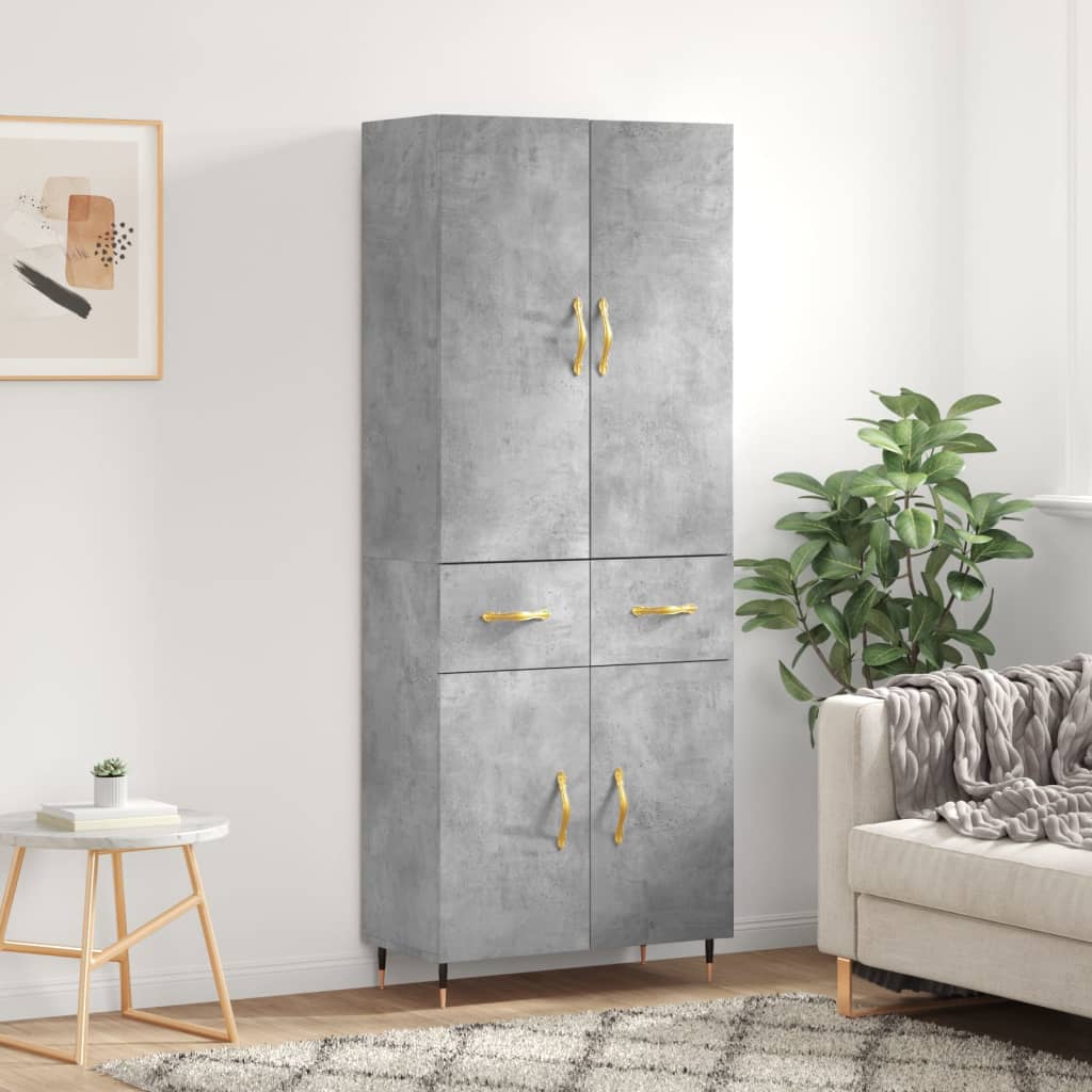 Highboard Concrete Grey 69.5x34x180 cm Engineered Wood