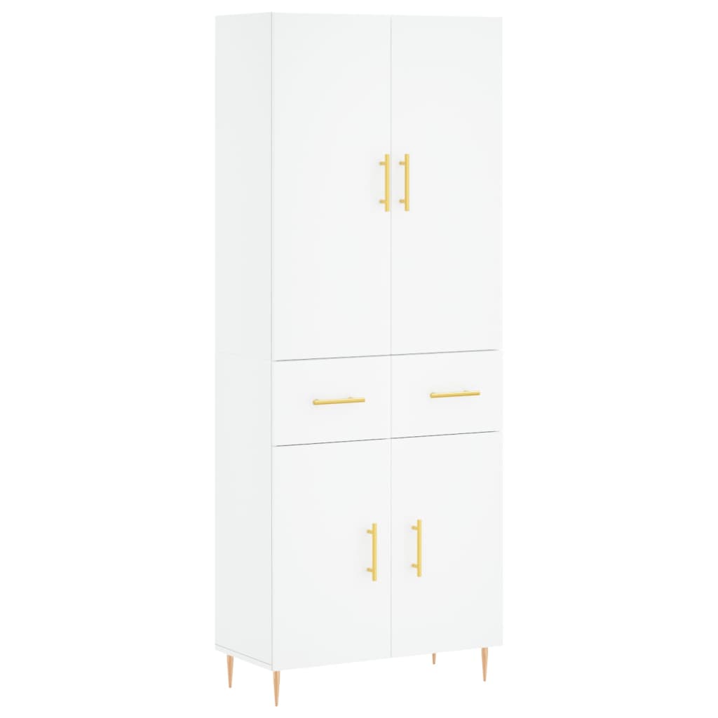 Highboard White 69,5x34x180 cm Engineered Wood