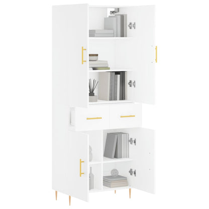 Highboard White 69.5x34x180 cm Engineered Wood