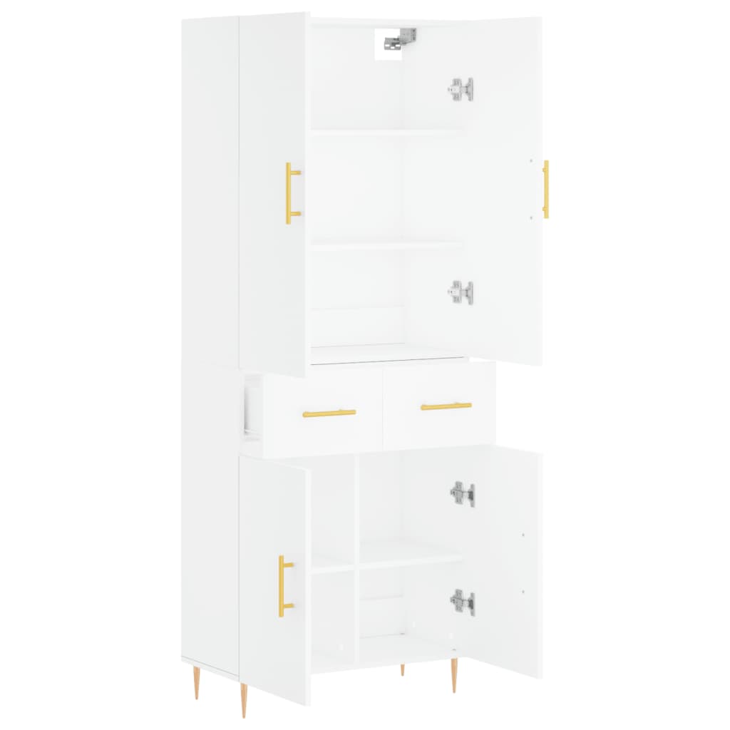 Highboard White 69,5x34x180 cm Engineered Wood