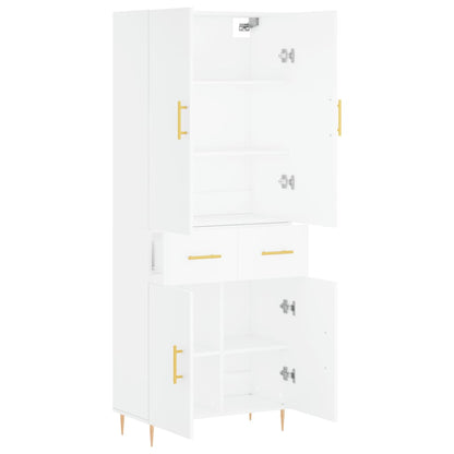 Highboard White 69,5x34x180 cm Engineered Wood
