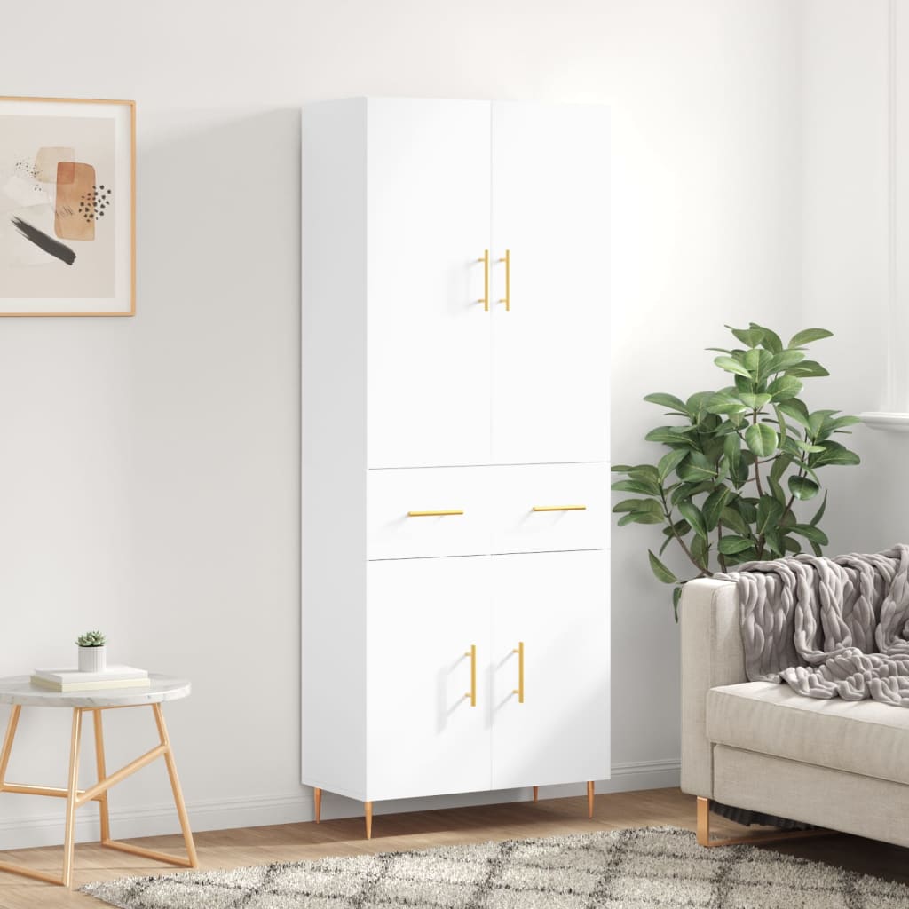 Highboard White 69,5x34x180 cm Engineered Wood